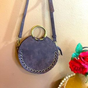 Anthropologie Boho Brown Faux Leather Round Crossbody